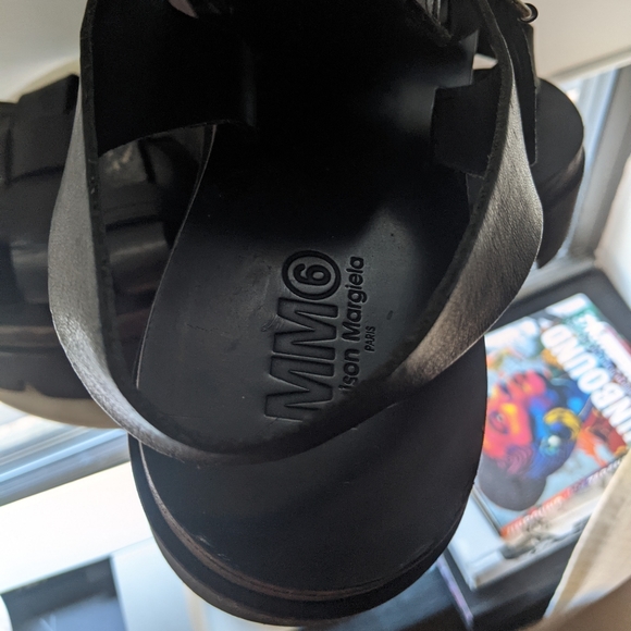Martin Margiela Unisex MM6 Black Leather Platform Sandals EU 41/US 8